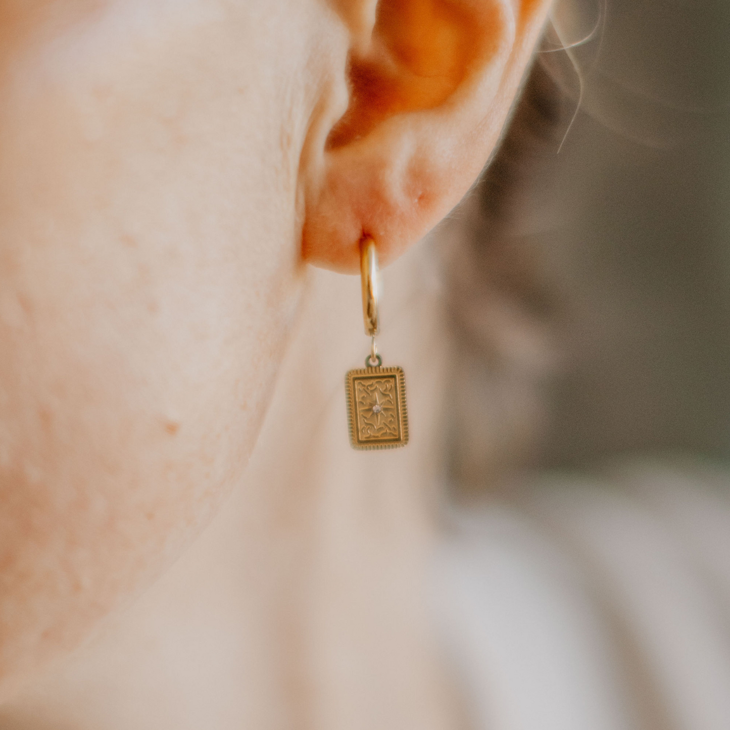 Rectangle Charm Earrings
