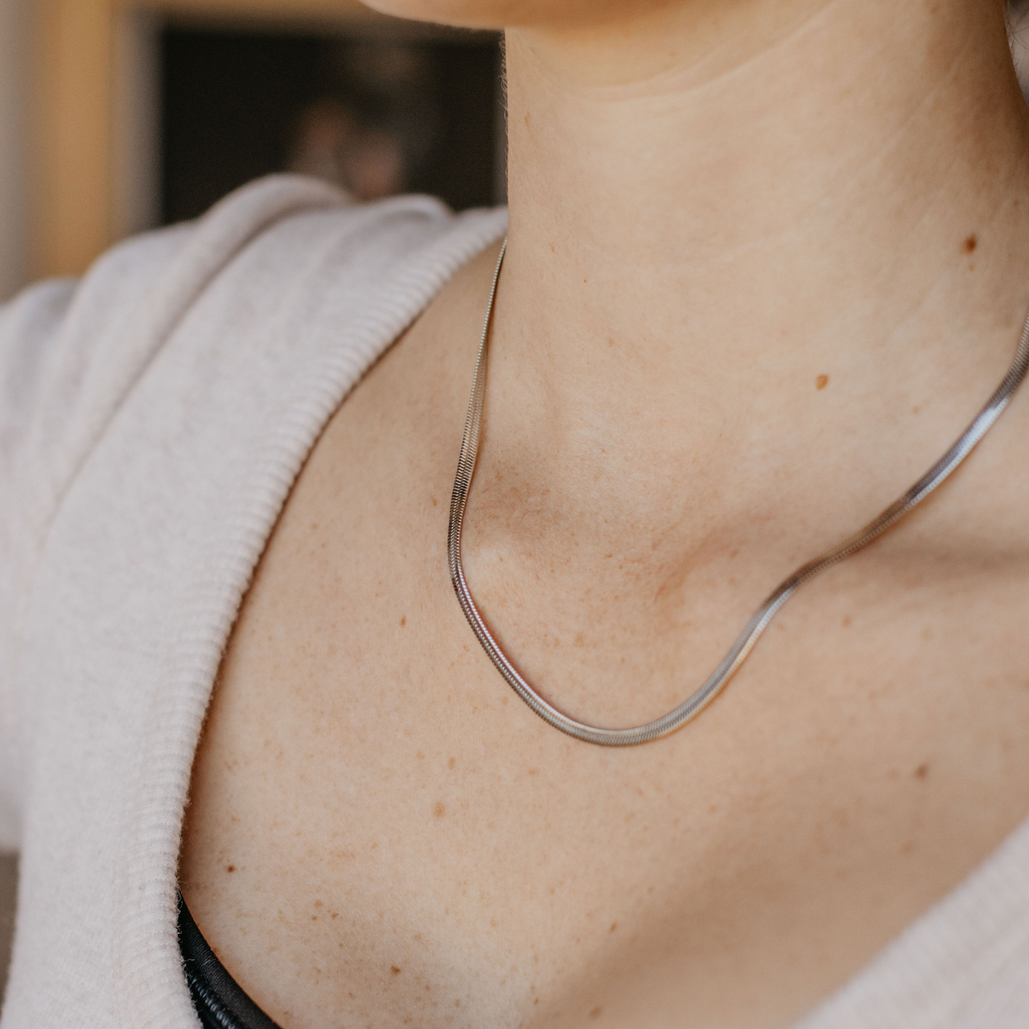 Silver Herringbone Necklace