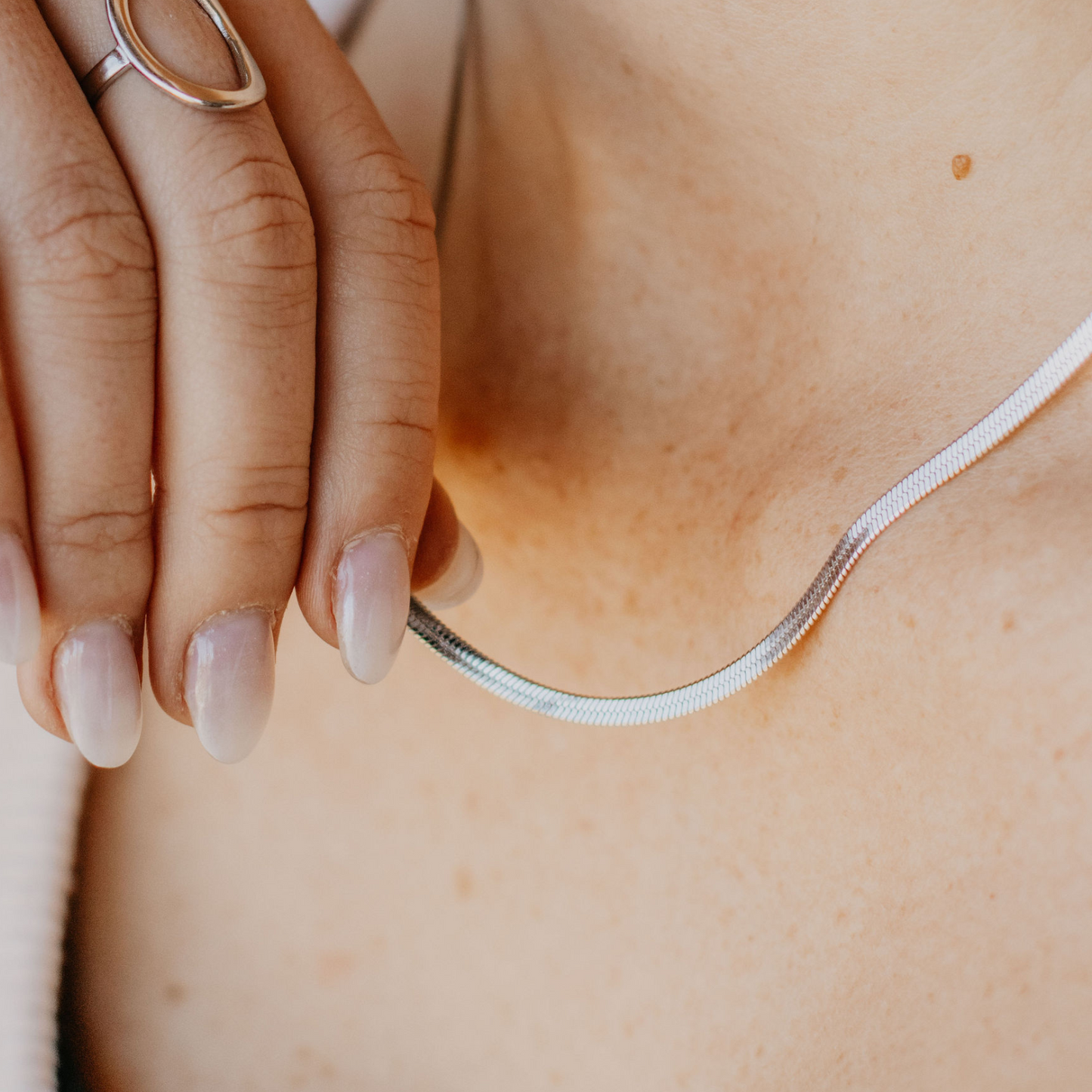 Silver Herringbone Necklace