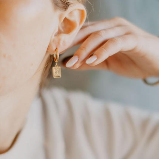 Rectangle Charm Earrings