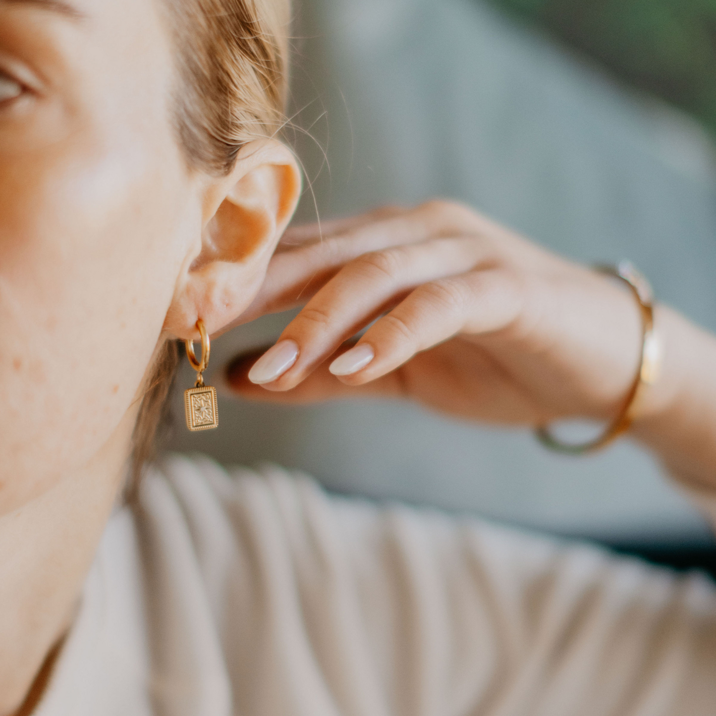 Rectangle Charm Earrings